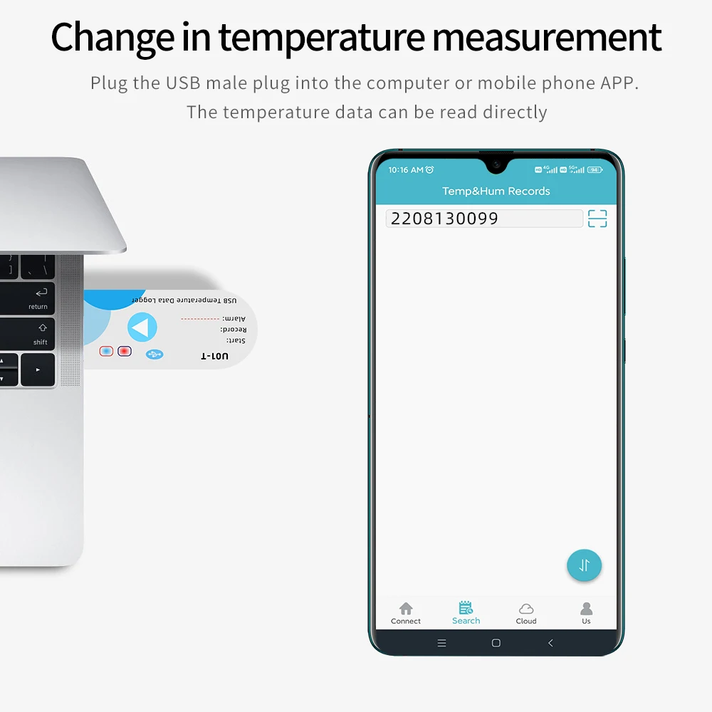 2022 New Thermometer 14400 Points USB Report With App 60Days IP67 USB Temperature Data Logger Disposable Recorder with Warning