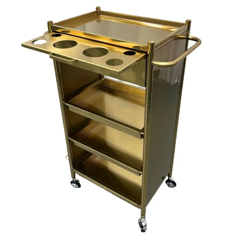 Stainless Steel Hair Salon Multifunctional Hair Salon Perm and Dyeing Tool Cart Mobile Cutting Cart Barber Shop Tool Cabinet