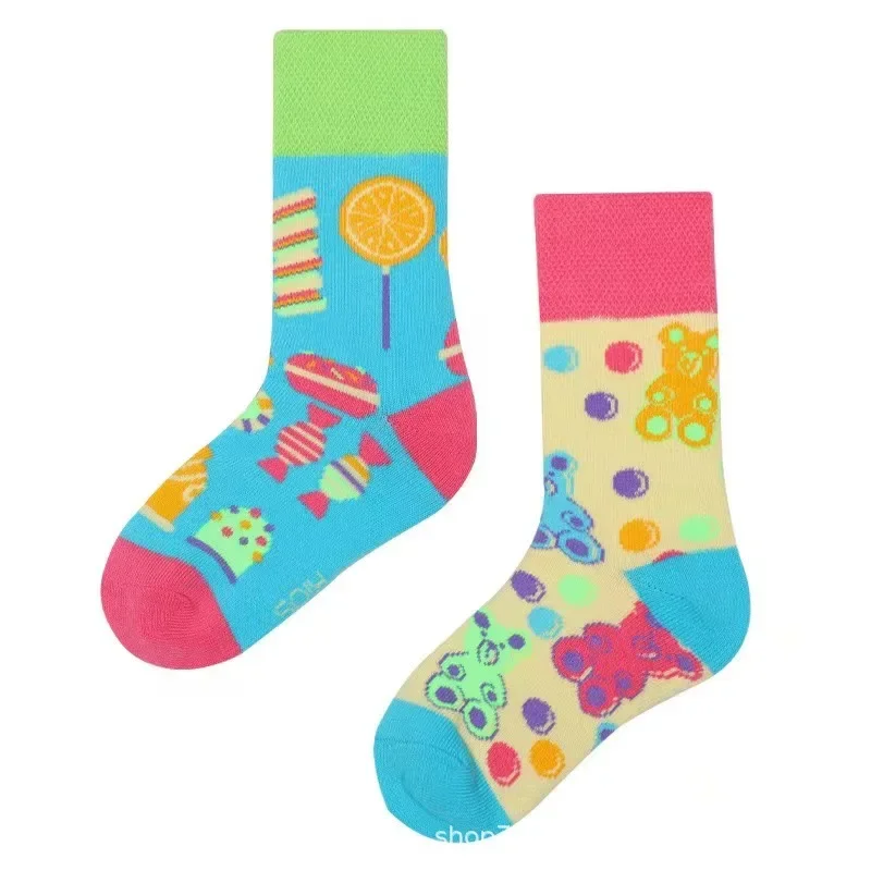 Calcetines de tubo de dibujos animados para niños, estilo deportivo callejero, personalidad, 3 a 8 años, 1 par