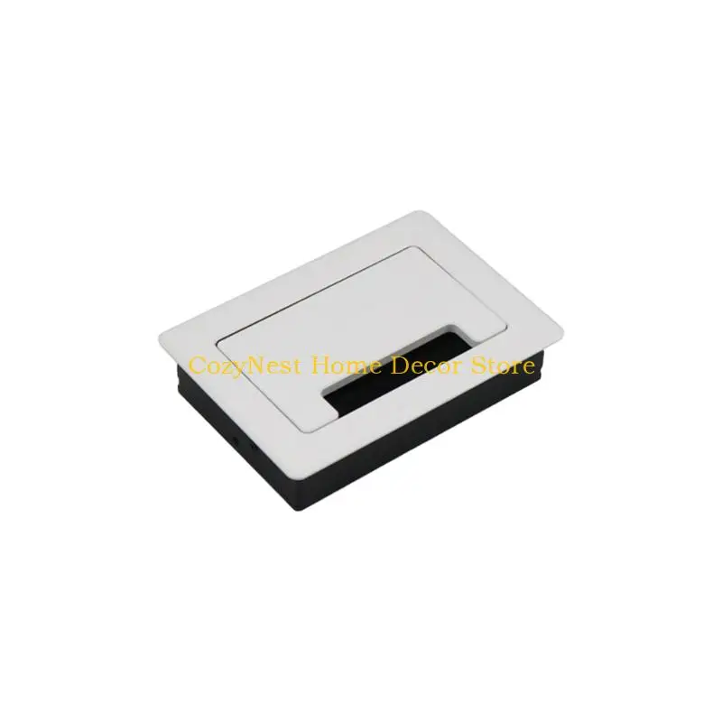 92MF Aluminum Alloy Wiring Wire Hole Covers Office Desk Wiring Box Cable Outlet Port Table Cable Hole Furniture Hardware