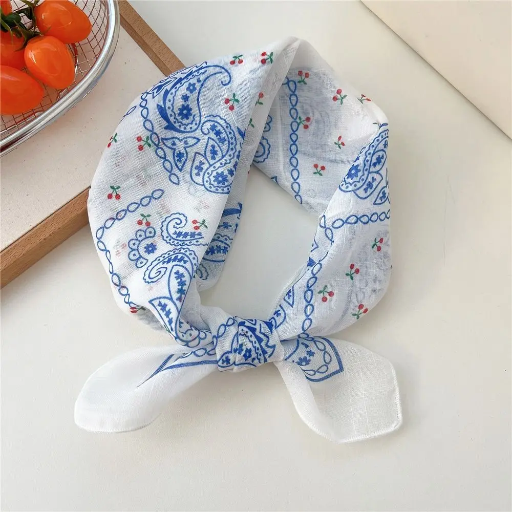 Fashion Cloth Headband Pastoral Style Fresh Floral Small Square Scarf Polka Dot Scarves Women