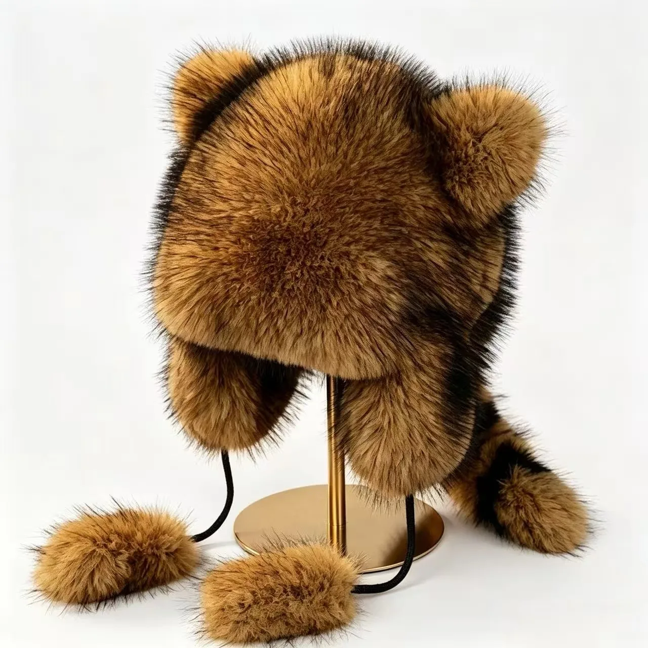 Winter Plüsch Kunstfell-Mütze für Damen Dicke Flauschige Ohrenschutz-Kappe Winddichte Warme Kopfbedeckung Balaclava-Mütze Damen Panama Russische Mütze – Detail 4