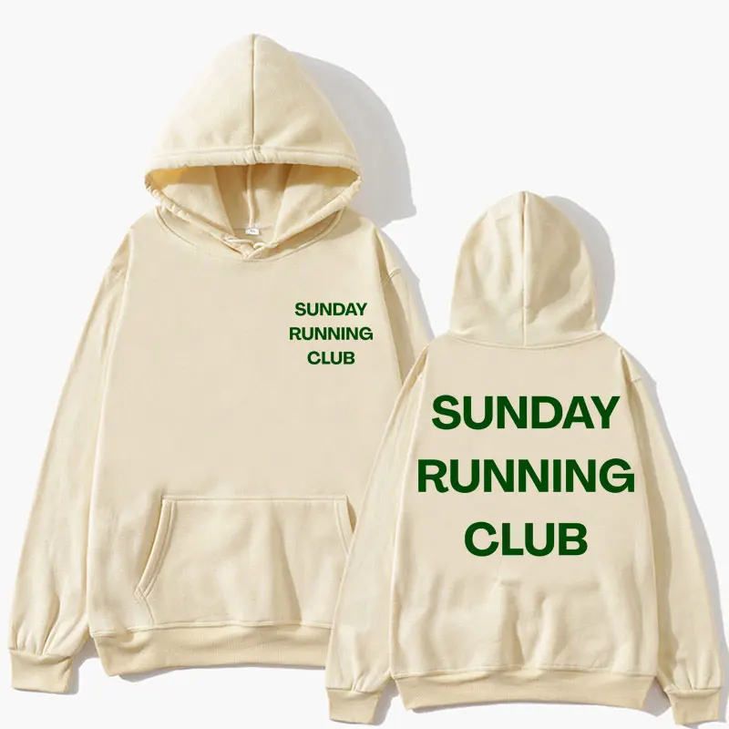 

Sunday Running Club Graphic Hoodies Men Women Sporty Jogging Long Sleeve Fleece Oversized Casual Fashion Tracksuit Streetwear