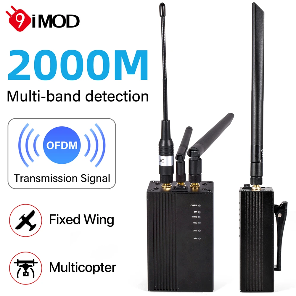 

9IMOD Handheld Drone Detection 1G 2G 5G UAV Approach Warning Device 2KM SMA 3.7V for DIY FPV Aircraft Fixed Wing