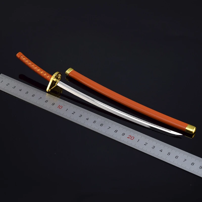 26cm/10.24in Bleachs Anime Peripheral Weapon Model Tousen Kaname Soul Slayer Blade Metalowy miecz zabawkowy dla chłopców Prezent urodzinowy Katana