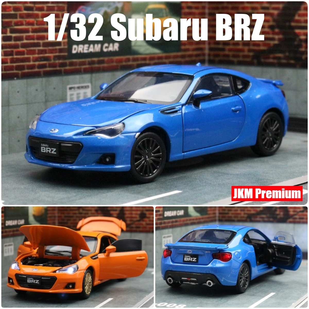 1/32 Subaru BRZ Toy Car Miniature Model JKM Diecast Alloy Racing Model Lighting Doors Openable Collection Gift For Boy Children