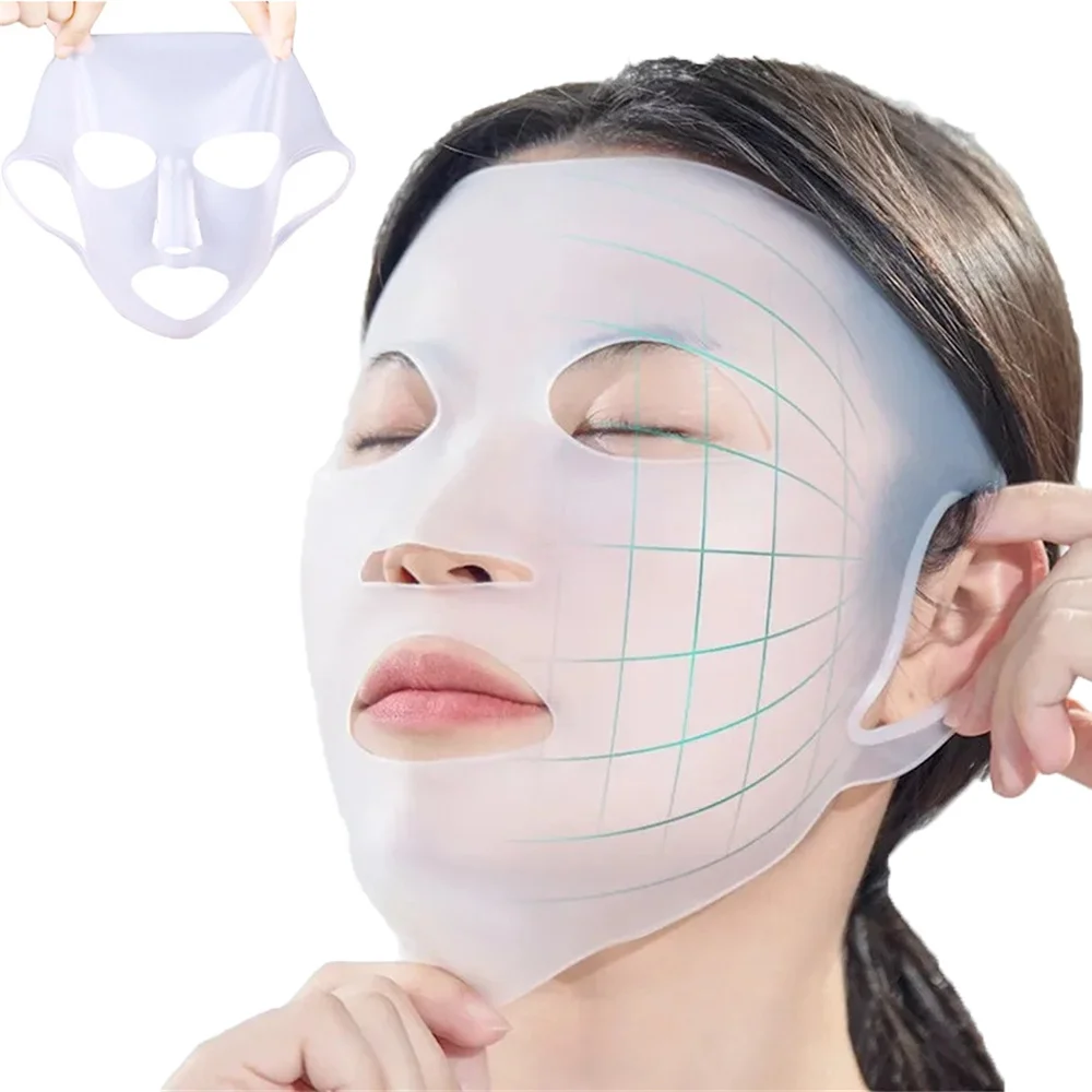 Maschera per il viso in silicone 3D Cura della pelle delle donne Idratante Lifting Rassodante Anti Rughe Riutilizzabile Gel Copriletto Maschera Strumento per la cura della pelle del viso
