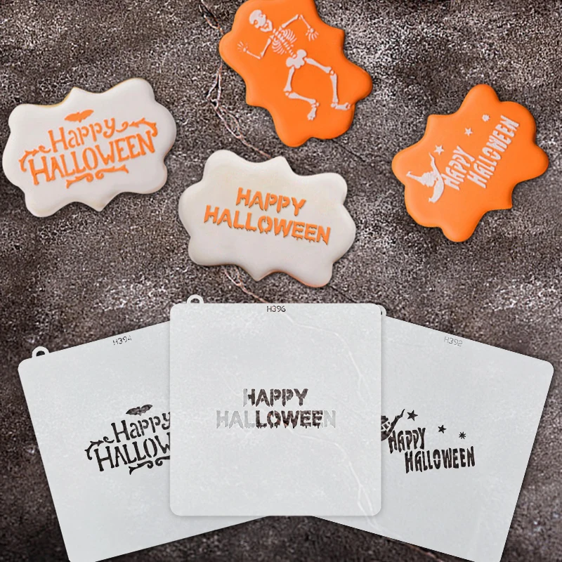 Halloween Cookie Coffee Spray Stencil Template Biscuit Cutter Fondant Cake Mold DIY Halloween Party Decoration Baking Tool Favor