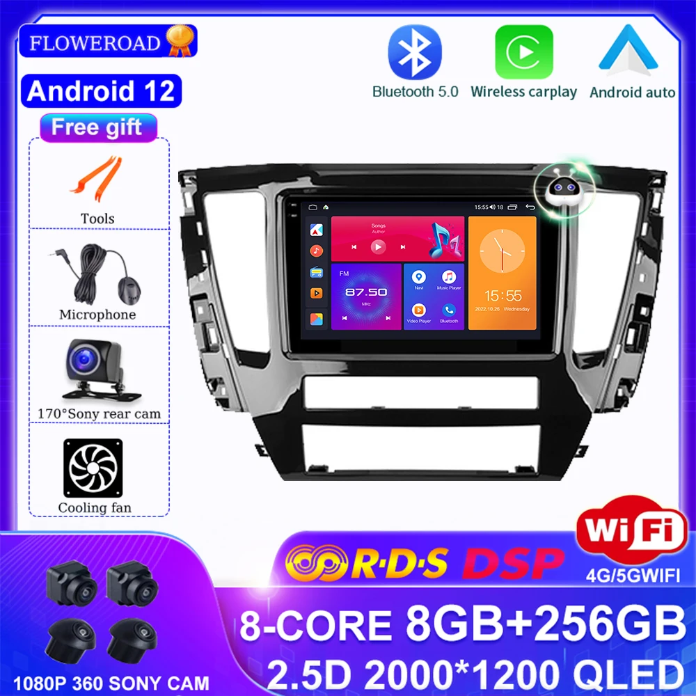 

Wireless Carplay Android 12 QLED For Mitsubishi Pajero Sport 3 2020-2021 Car Radio Multimedia Video Player 4G Navigation MP5 DVD