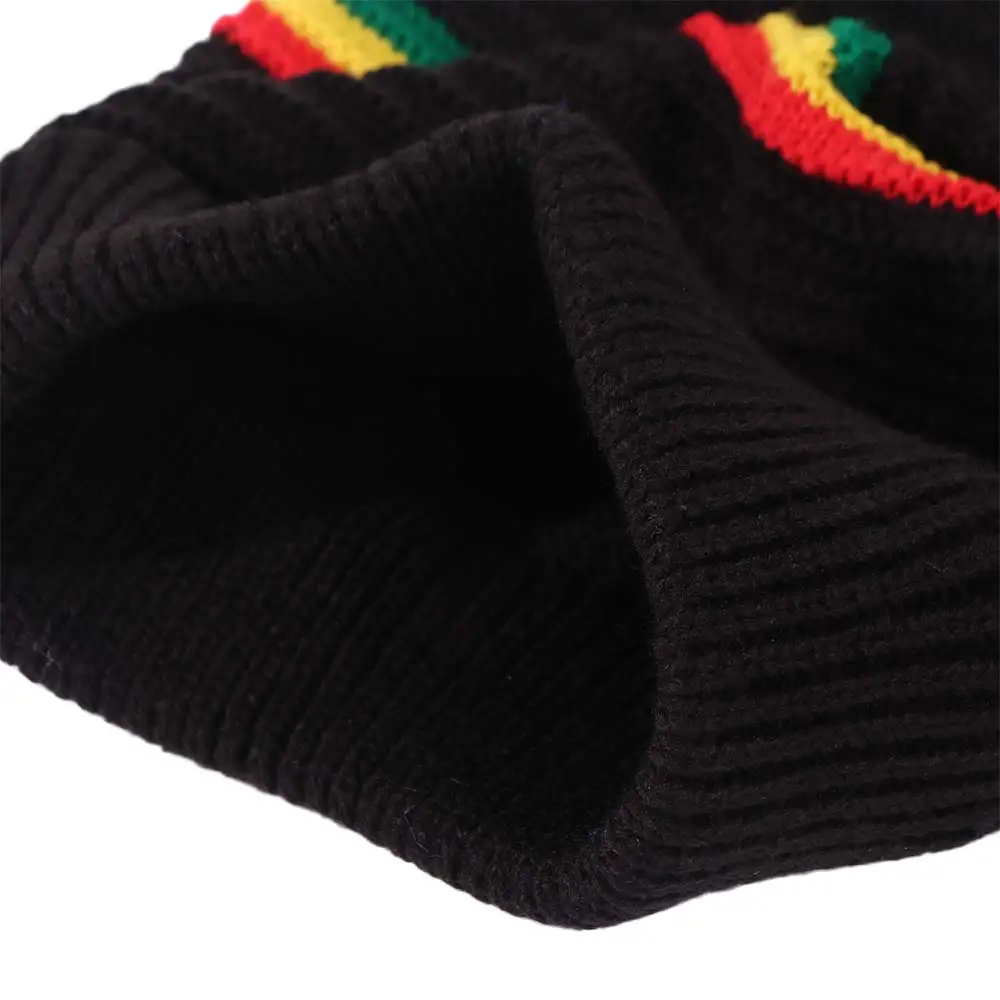 Beanies Pullover Weaving Reggae Hat Striped Color Hip Hop Hat Jamaica Knitted Hat Casual Wear Comfortable Skull Caps