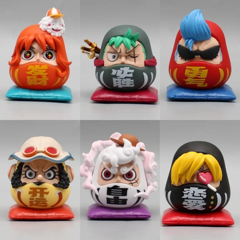 6pcs Anime One Piece Action Figures Daruma Nika Luffy Figurine Nami Franky Roronoa Zoro Sanji Pvc Collection Model Birthday Toys