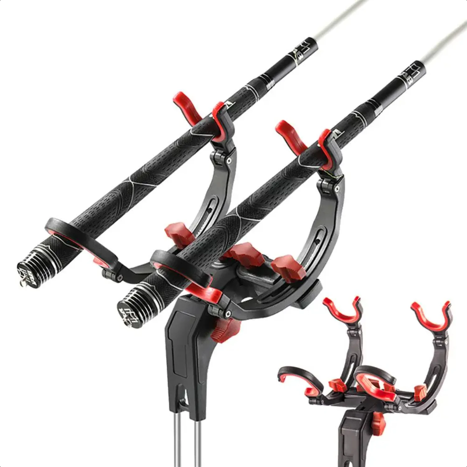 Portable Fishing Rod Holder  Degree Adjustable Hold 2 Rods/poles Foldable Detachable Bank Fishing Rod Rack Stand Dropship