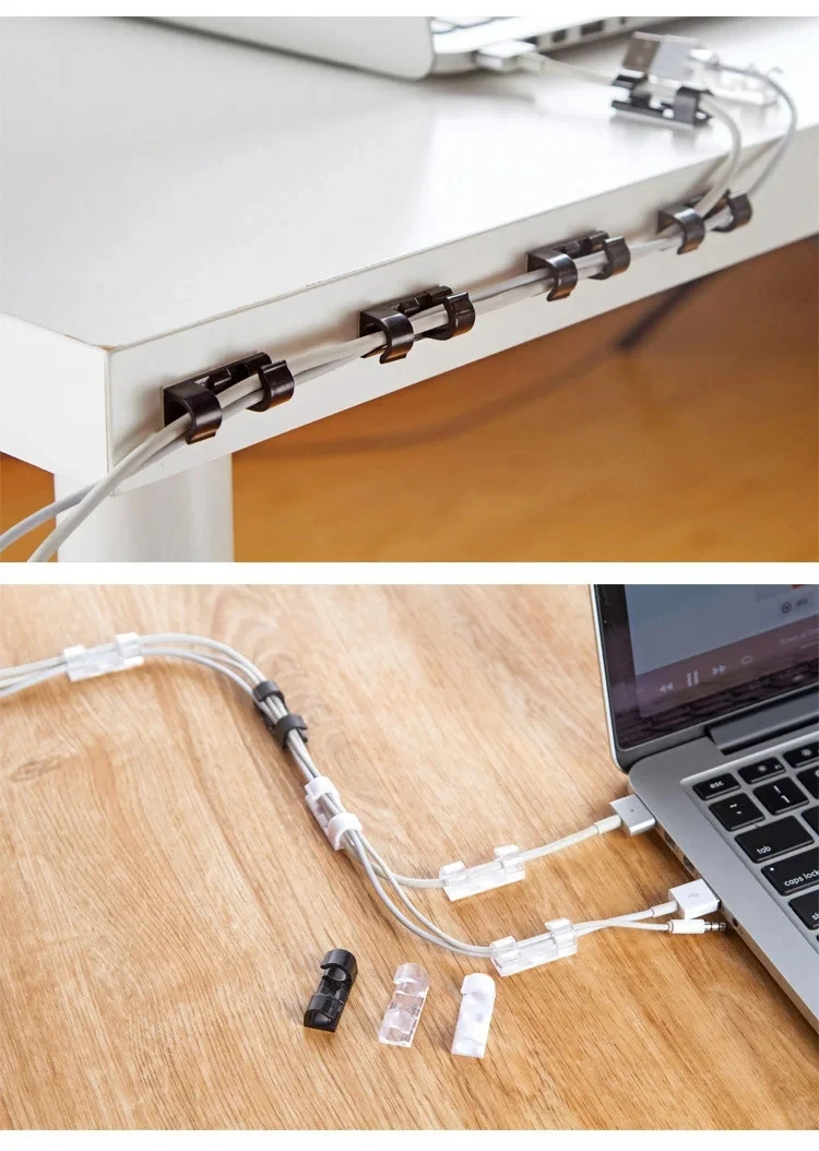 Cable Organizer Clips Cable Management Desktop & Workstation ABS Wire Manager Cord Holder USB Charging Data Line Bobbin Winder gallery 2