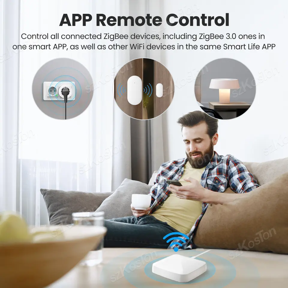 جهاز أتمتة منزلية ذكية Tuya Smart Life تطبيق Zigbee 3.0 مركز بوابة جسر لاسلكي بتحكم عن بعد يعمل مع Alexa وGoogle - 4