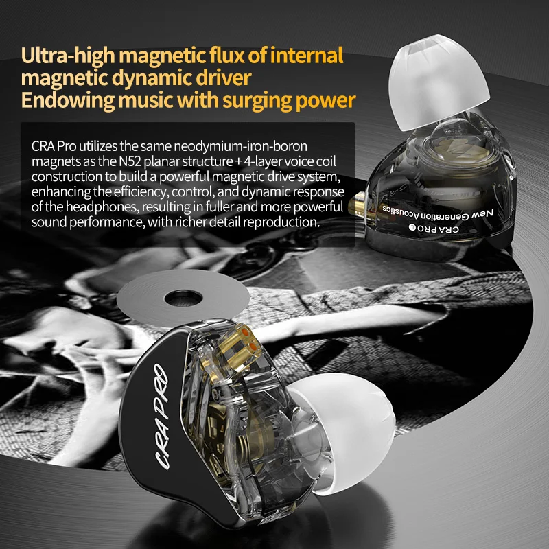 سماعات أذن بحجاب ماسي ديناميكي مع كابلات سماعة قابلة للاستبدال ، سماعات أذن موسيقية رياضية ، CCA CRA Pro HIFI ، DLC