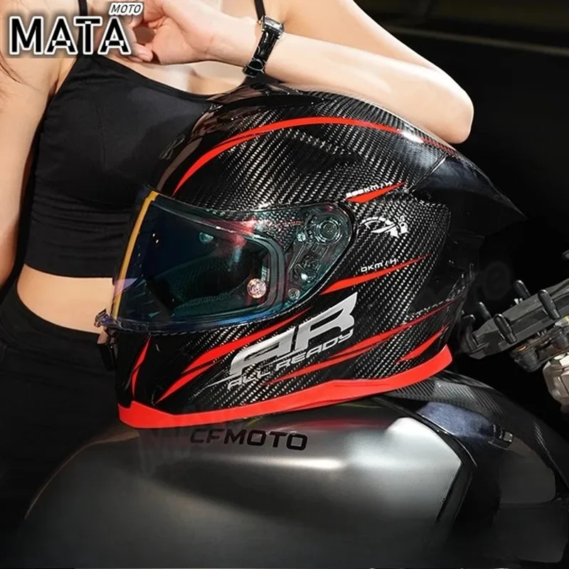 Carbonfaser-Motorradhelm Vollgesichts-Sicherheitshelm für Motorrad und Roller Casco Moto Modularer Helm Vollgesichts-Casco Unisex