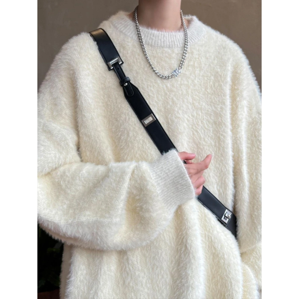 Männer Casual Lose Gestrickte Pullover Weiche Gemütliche Faul Sle Herbst Winter Neue Ankunft Japanischen Retro High-End-Gefühl lose Fit