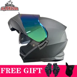 Racing Motocross Casque Modular Motorcycle Helmets Flip Up Double Lens Cascos Para Moto S-XXL Face Shied Inner Sun Lens Dot Ece