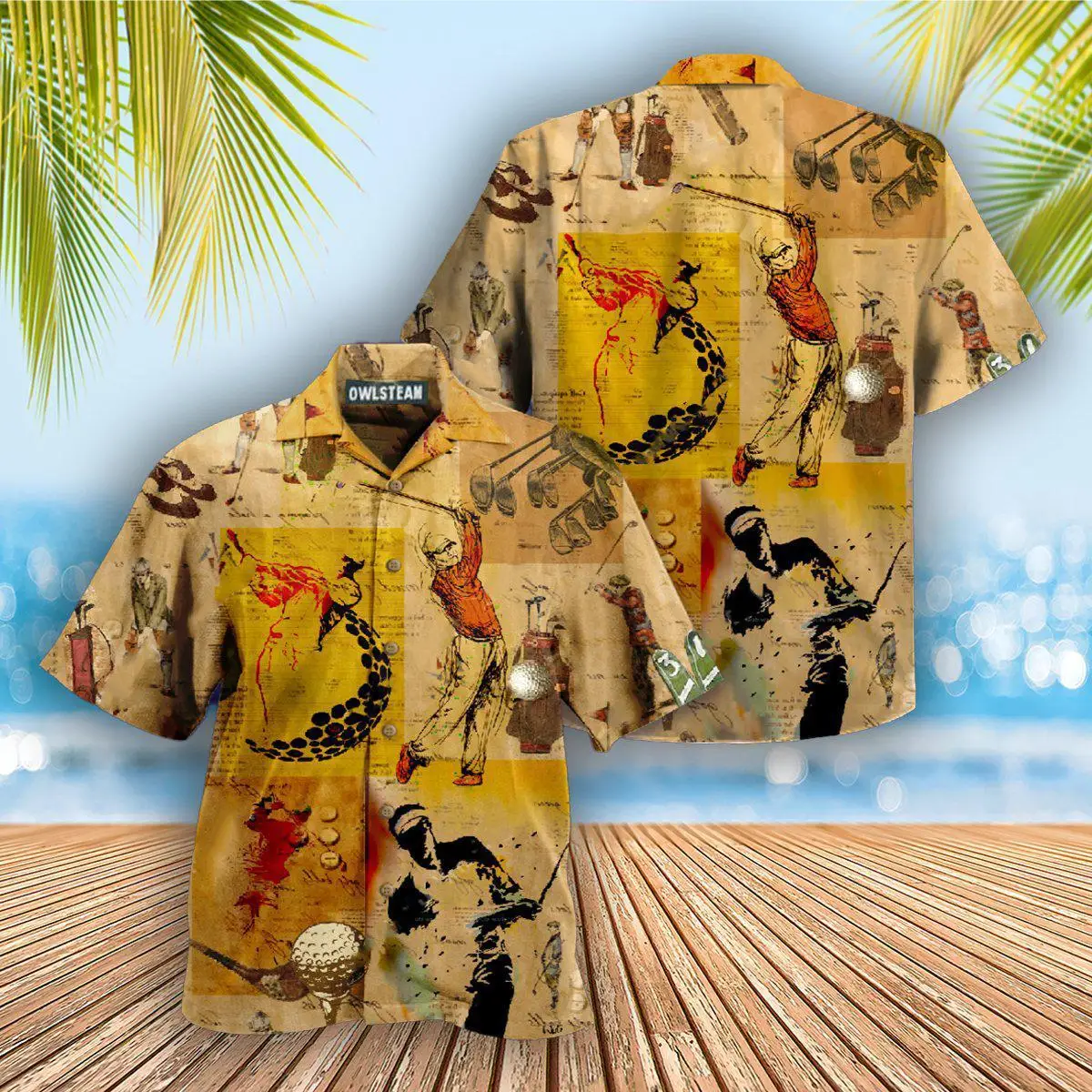 

New Men's Hawaii Shirt Golf Print 3D Tops Cuban Style Vintage Beach Summer Short Sleeve Oversize y2k Clothing Vacation