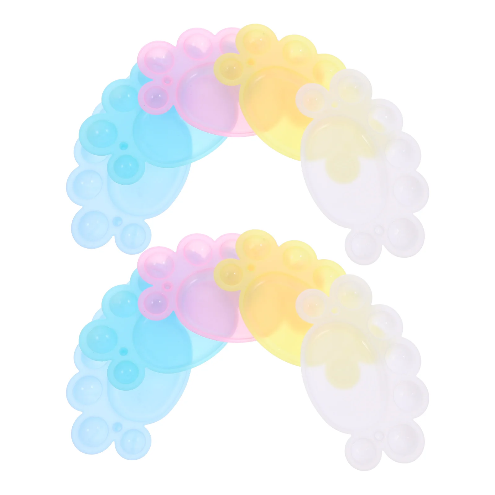 

10pcs Plastic Paint Palette Tray Color Mixing Small Foot Shaped Reusable Watercolor Painting Tool For Artists Travel