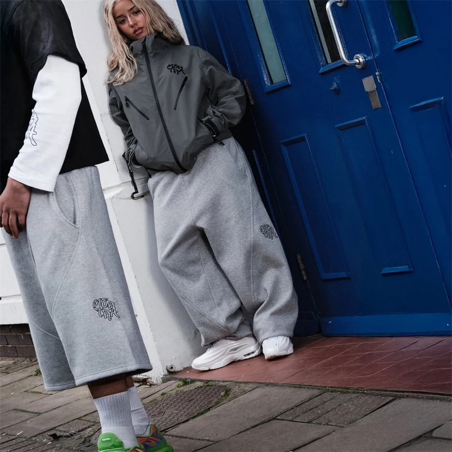 

Mertra ey Embroidery Casual orts Summer New Faion Street Sle High Waist Versatile Loose Fit Straight Leg Pants