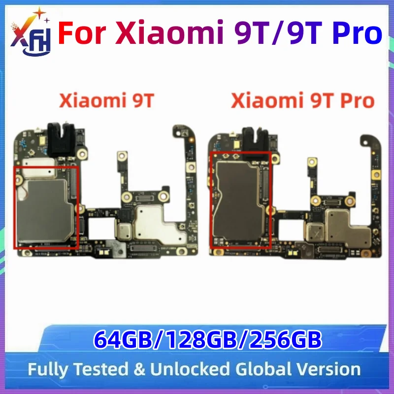 Módulo PCB Mainboard para Xiaomi 9T/Mi 9T Pro, Placa Mãe Desbloqueada, 128GB 256GB 512GB ROM Global