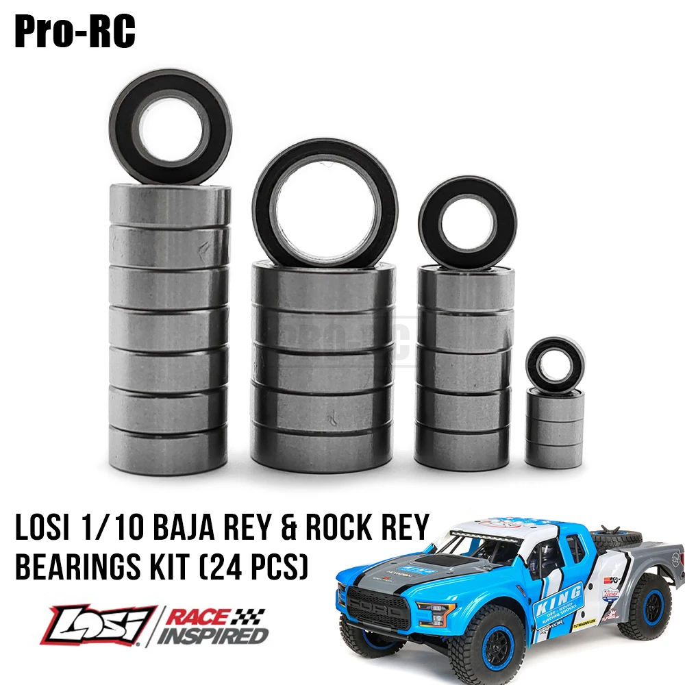 24Pcs Complete Bearings Kit for Losi 1/10 Baja Rey & Rock Rey RTR Rc Car