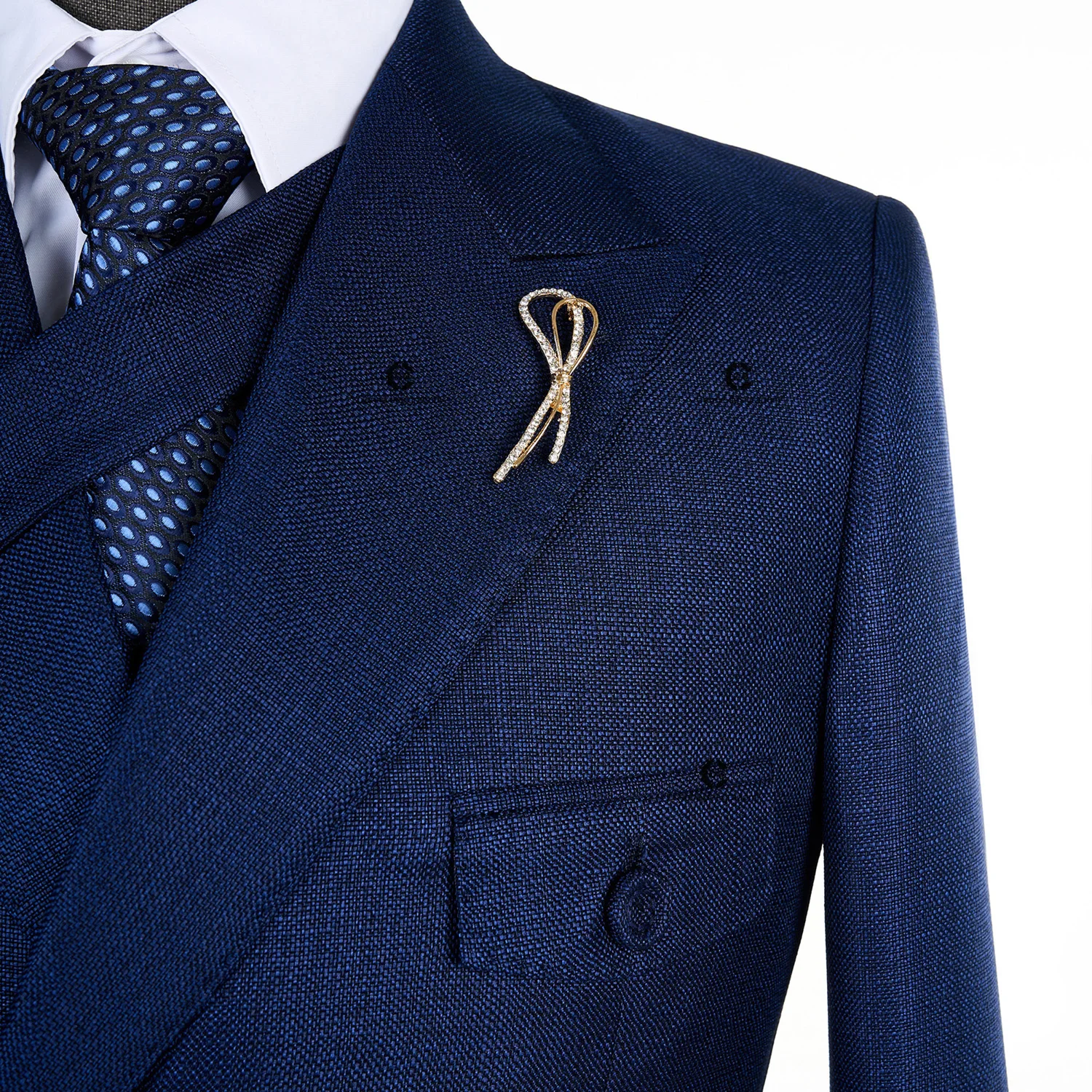 Cenne Des Graoom 2024 New Elegant Blue Man Suits Double Breasted Hand Sewn Buttons 2 Pieces Set High Quality Slim Fit Wedding