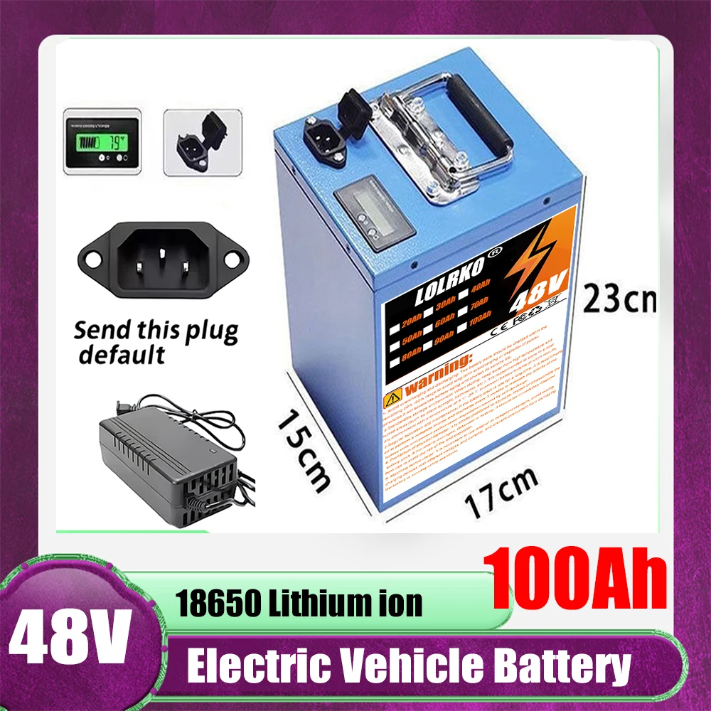 

48V 20Ah-100Ah High-Capacity Rechargeable Lithium-ion Battery Pack – 18650 13S with Built-in BMS, Reliable Power ,for Scooters