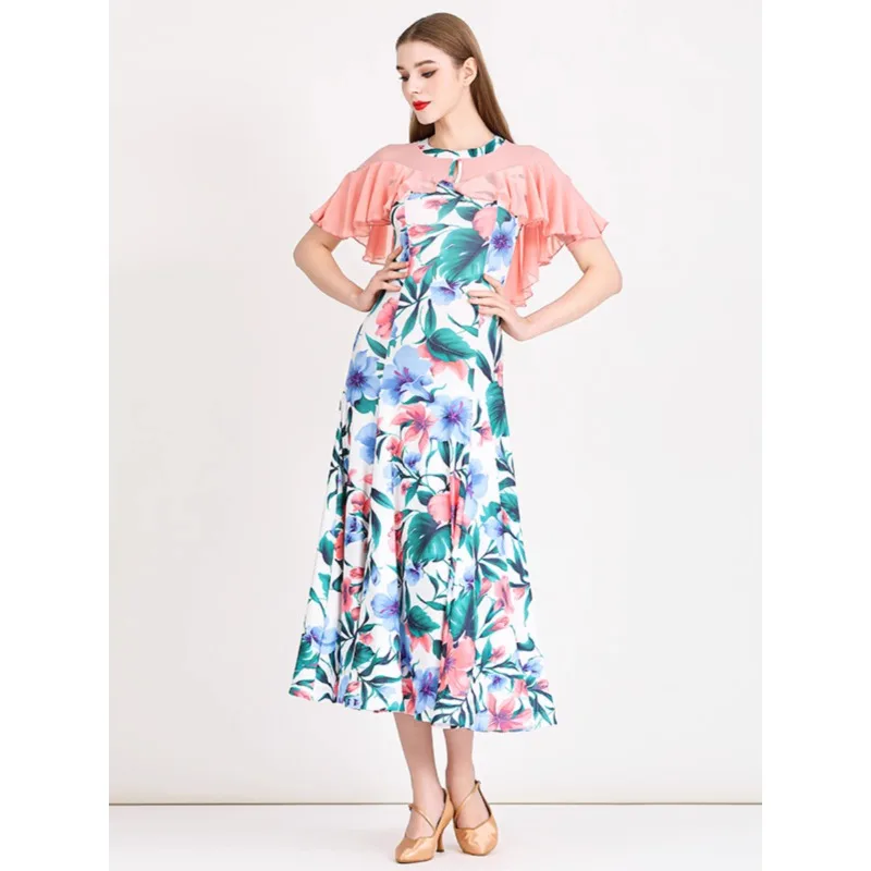 

Printed Modern Dance Dress MY896 National Standard Dance Dress Waltz Social Dance Dress