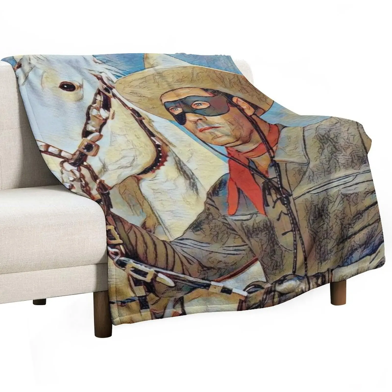 The Lone Ranger and Silver Throw Blanket Custom Fluffy Shaggy Bed Blankets