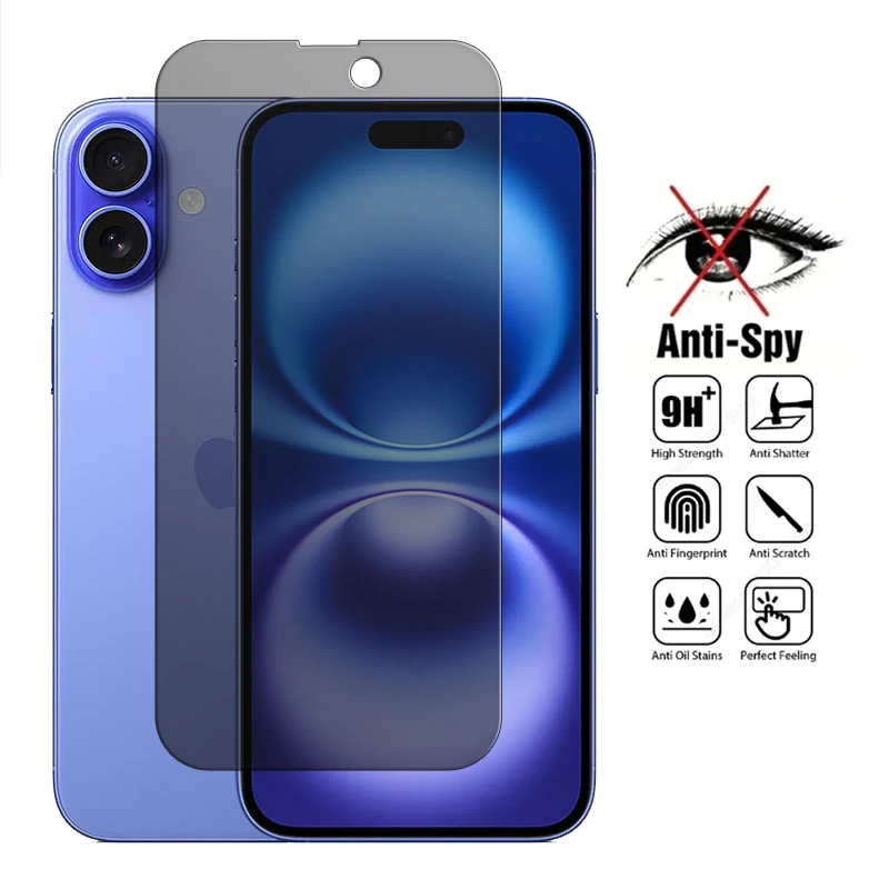 For iPhone 16 Plus Glass For iPhone 16 Tempered Glass Anti-spy Privacy 9H Screen Protector For iPhone 16 Pro Plus Lens Film