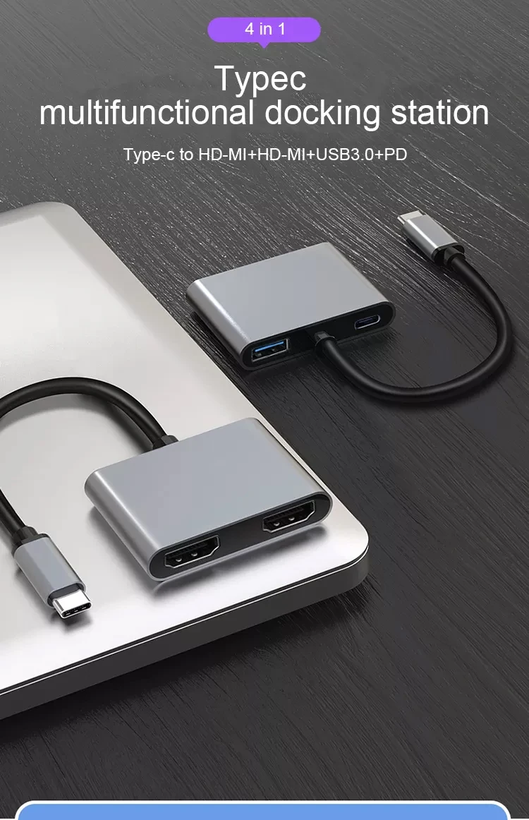 Type C to HD MI Docking Station USB 3.0 Expansion Dock 4 in 1 Port Replicator