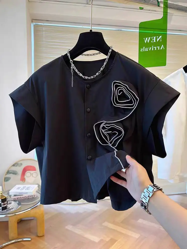 

Новая летняя блузка 2026 года с 3D-цветочным принтом и рукавами «летучая мышь» для женщин: уникальная, элегантная, модная, стильная, повседневная, шикарная.