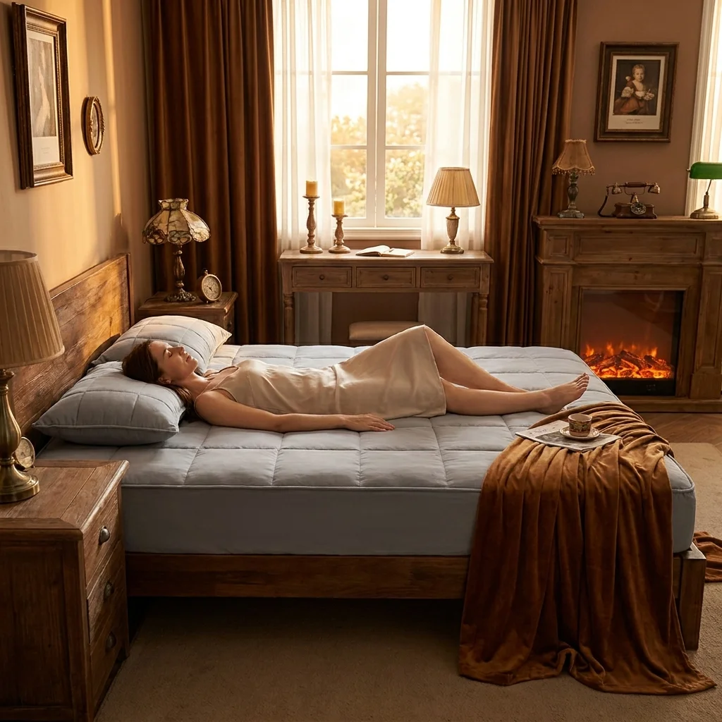 King Size Non-Run Fitted Sheet  Ultrasonic Quilted Soft Microfiber Padding Lightweight Bed Cover.