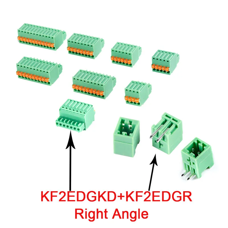 (5/10Sets) 2EDGKD + 2EDGV / 2EDGR 2.5mm 2.54mm Small Pitch Spring Push-Free Screwless Right Angle Straight JM 15EDGKD 2.5 / 2.54