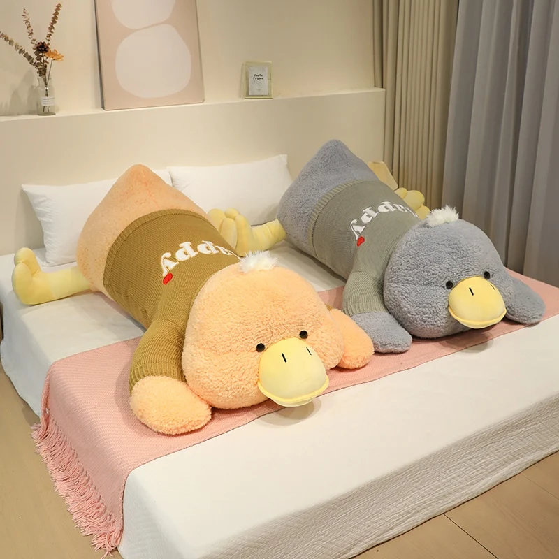 

100cm Kawaii Fluffly Soft Plush Long Lying Duck Doll Cute Stuffed Animals Cute Fatty Ducks Baby Accompany Toys Pillow Girls Gift
