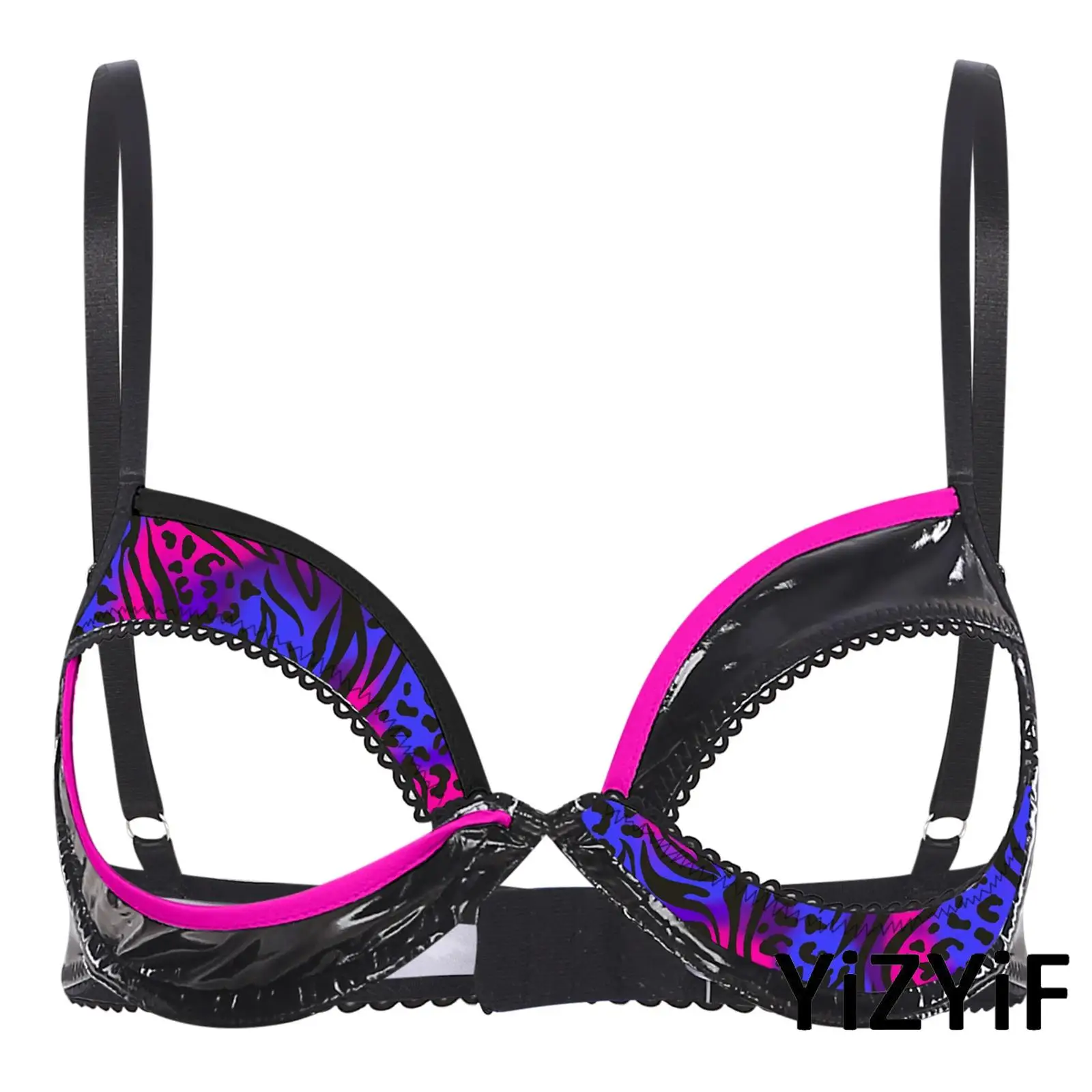 

Womens Hollow Out Cup Bra Bralette Chic Patchwork Underwire Push Up Balconette Lingerie Clubwear Nightwear for Party Dating