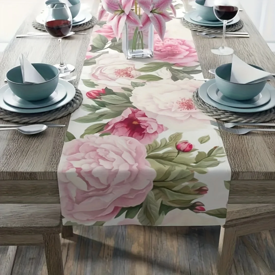 Frühlings- und Sommer-Blumen-Tischläufer für Esszimmer, Küche, Party, Tischdekoration, Wohnzimmer, Schlafzimmer, Ästhetische Heimdekoration