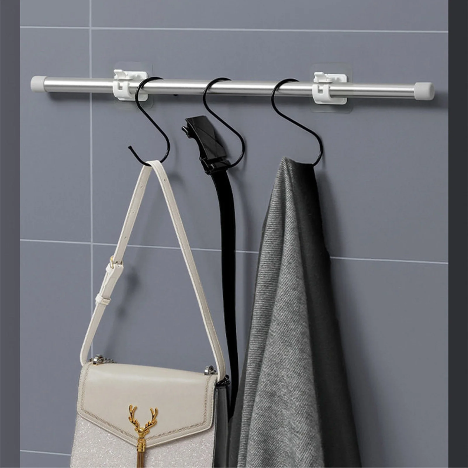 Ganchos adhesivos para cortinas sin taladrar – Soporte para barra de cortina - imagen 2