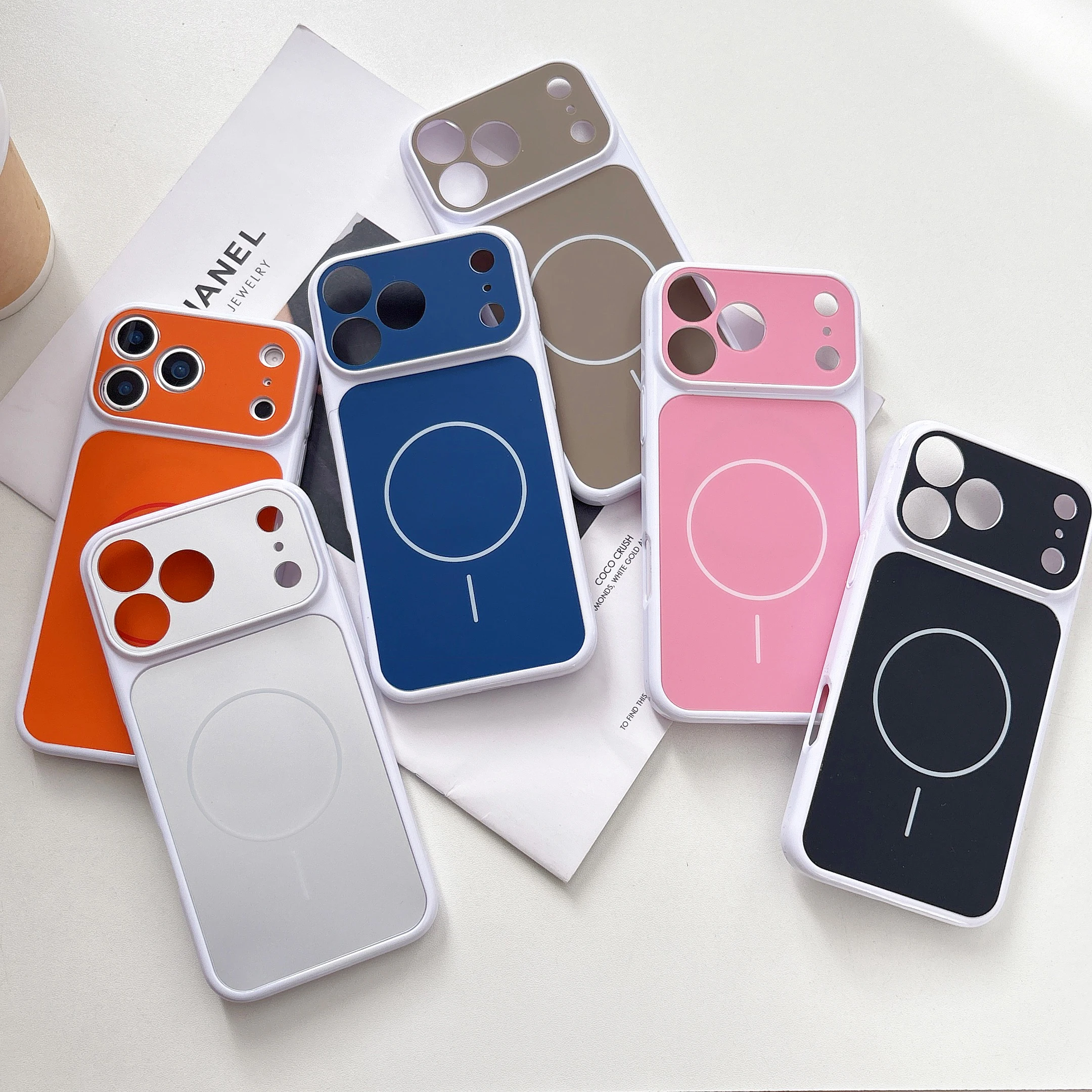 

Back Cover For IPhone 11 12 13 14 15 16 Pro Max 17 Pro Case Simple Magnetic Attraction Acrylic Shockproof Phone Case