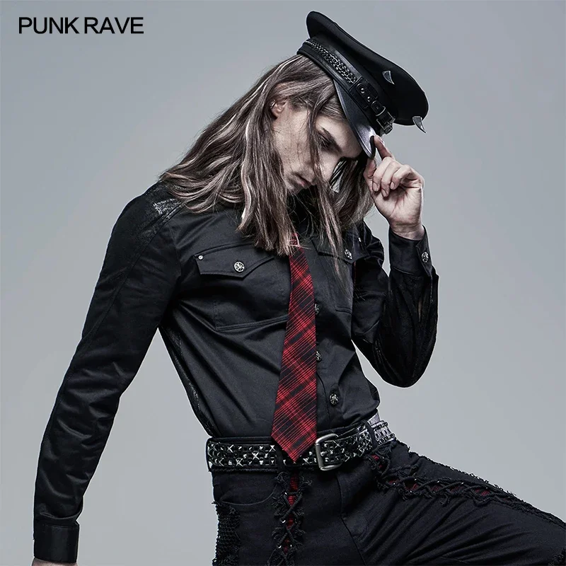 PUNK RAVE Men\'s Punk Adjustable Collar Stylish Tie Ghost Head Button Individuality Ties Appare Accessories