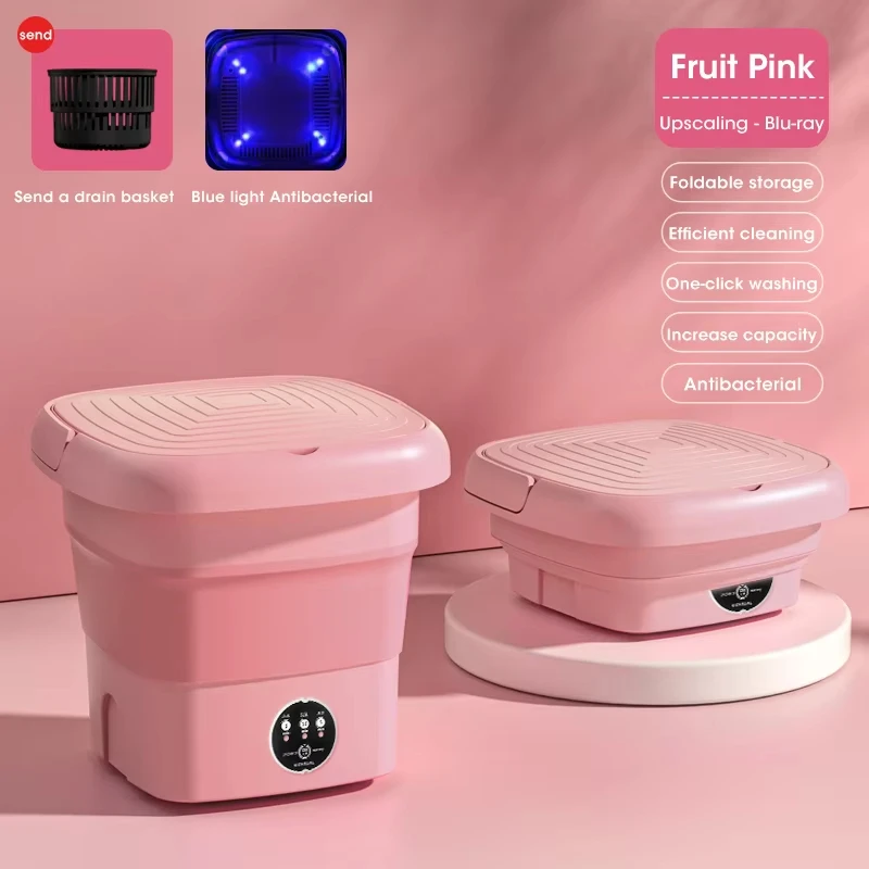 

Portable Folding Washing Machine Bucket Small Travel Washer for Cleaning Clothes Socks Underwear EU US UK Plug