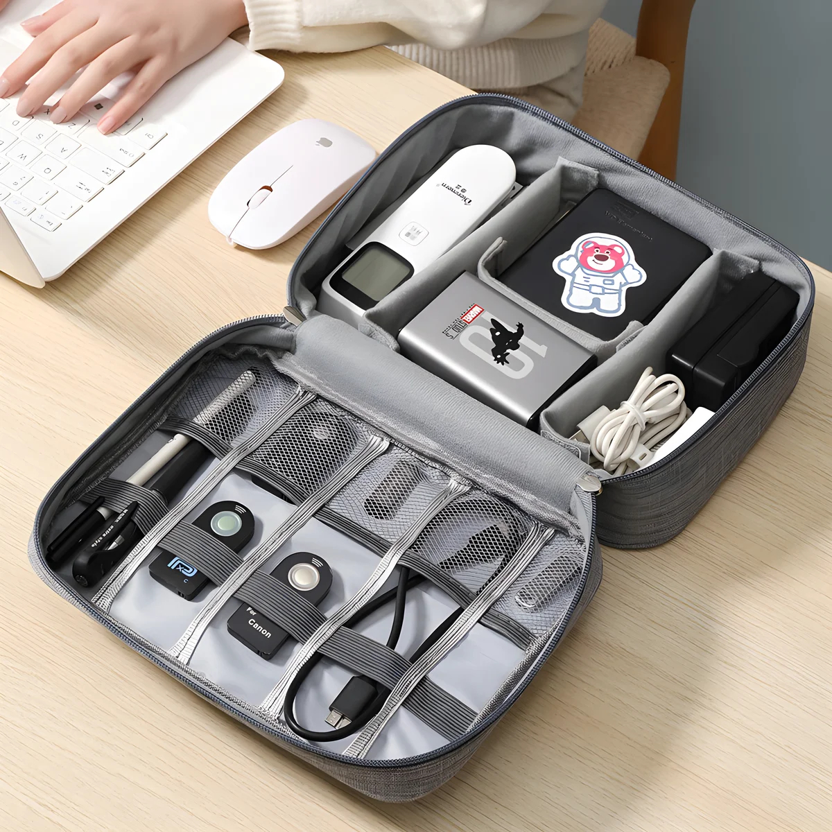 Electronic Organizer Travel Universal Cable Organizer Electronics Accessories Bag for Cable, Charger, Phone, USB, SD Card