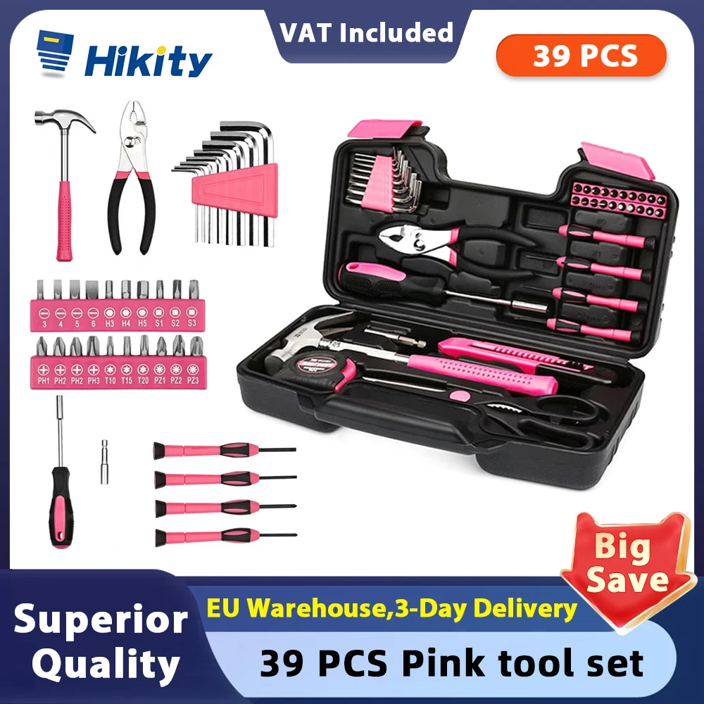 Hikity Universal 39 Piece Tool Set Hand Tool Set  Screwdriver Set, Home Car Repair Tool, with Storage Case