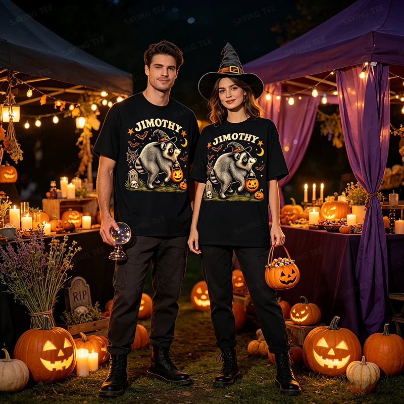 Jimothy Seattle Raccoon Halloween-Shirt, lustiges Tier-Meme-T-Shirt, Y2k Spooky Season, Trick or Treat Nights Wizard Jimothy Tees – Detail 3