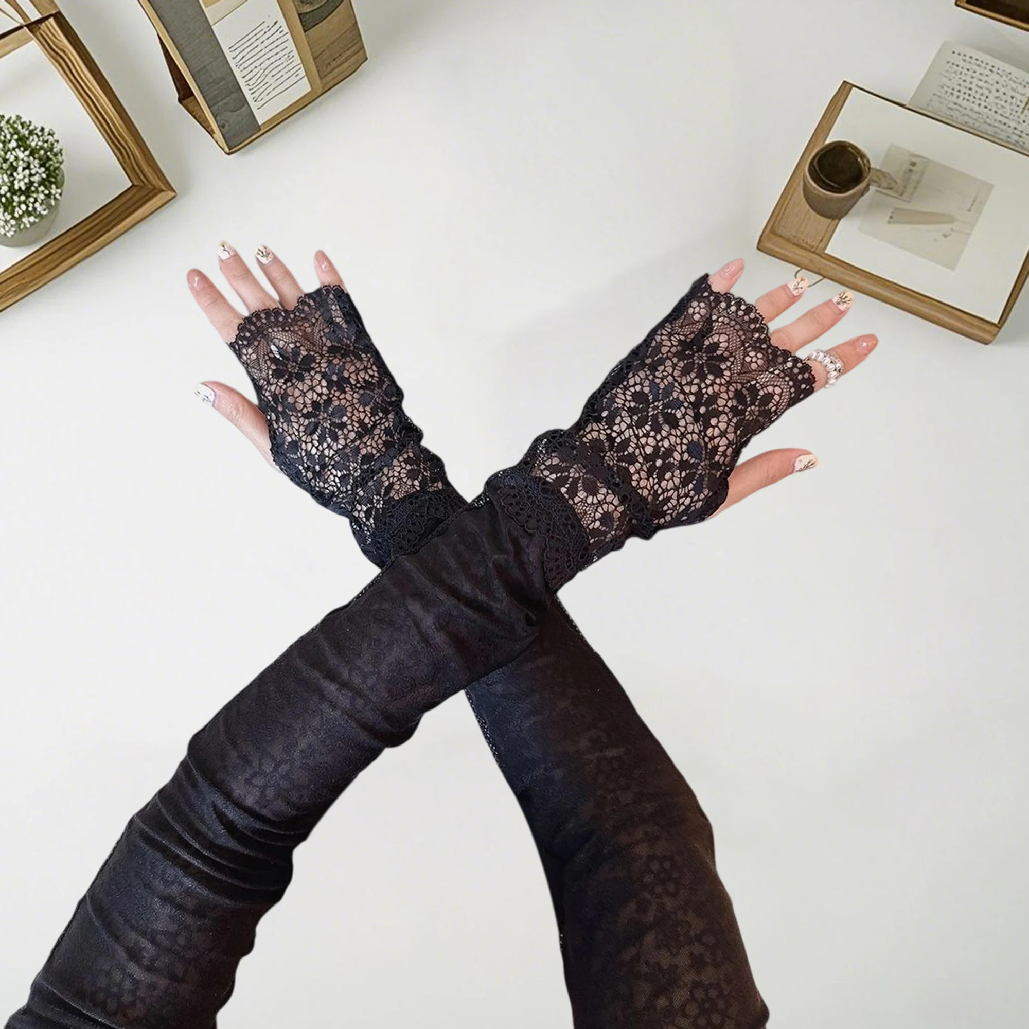 Women s Sun Protection Arm Sleeves with Lace Detailing and Breathable Fabric - Stylish UV Driving Gloves for Outdoor Activities