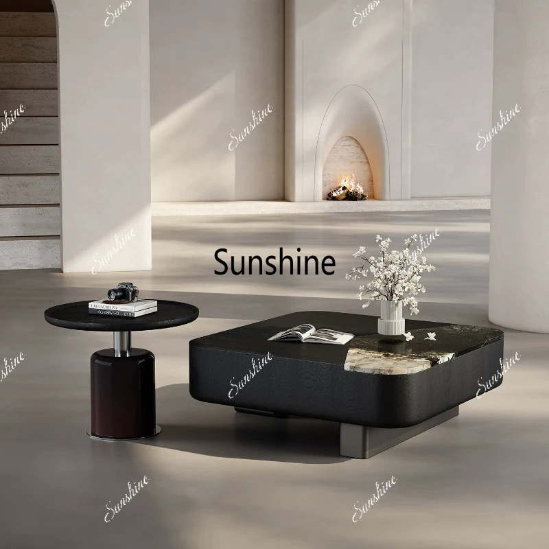 

Italian natural luxury stone square coffee table living room modern minimalist high-end coffee table
