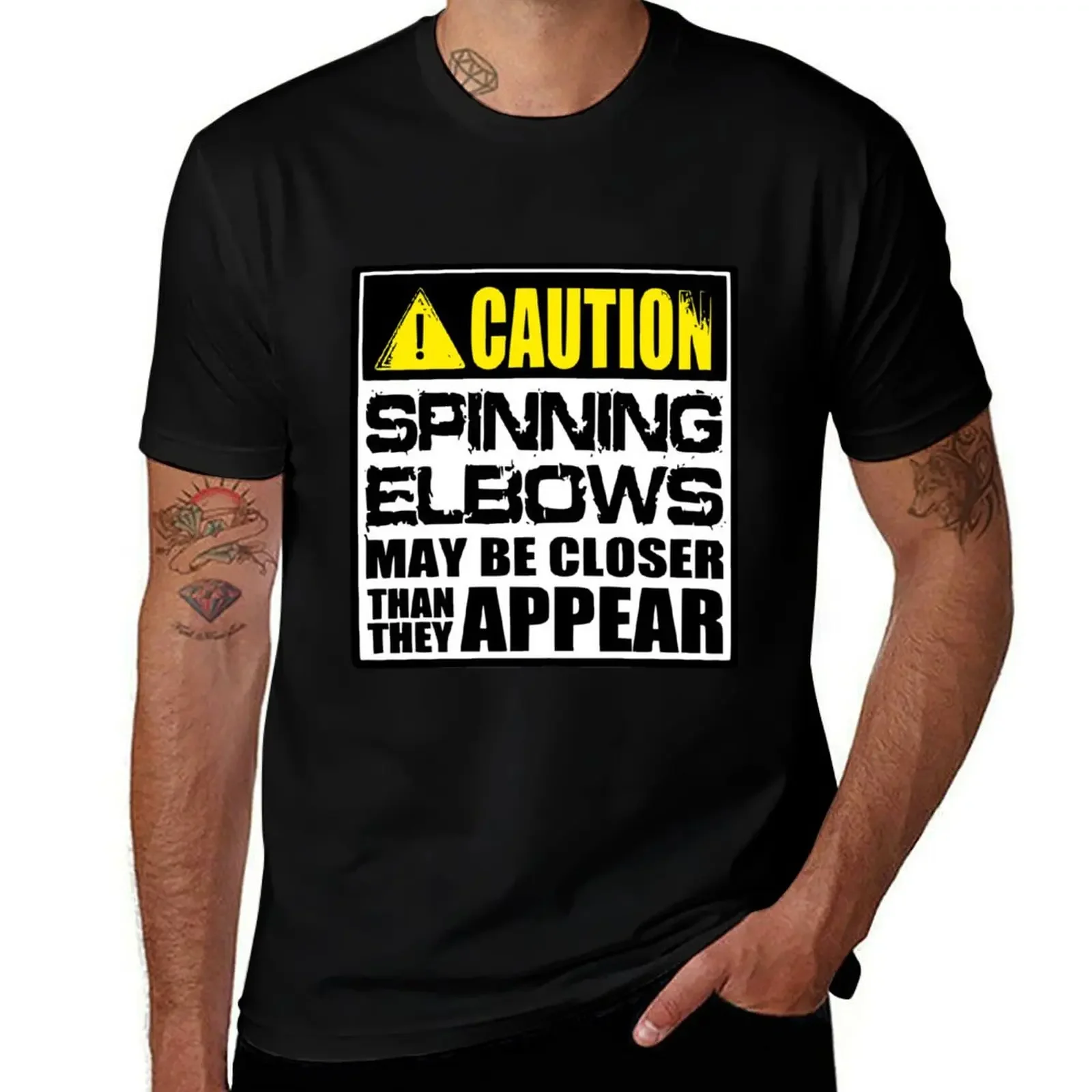 

Caution - Spinning Elbows T-Shirt cute tops summer tops shirts graphic tees vintage t shirts mens t shirts top quality