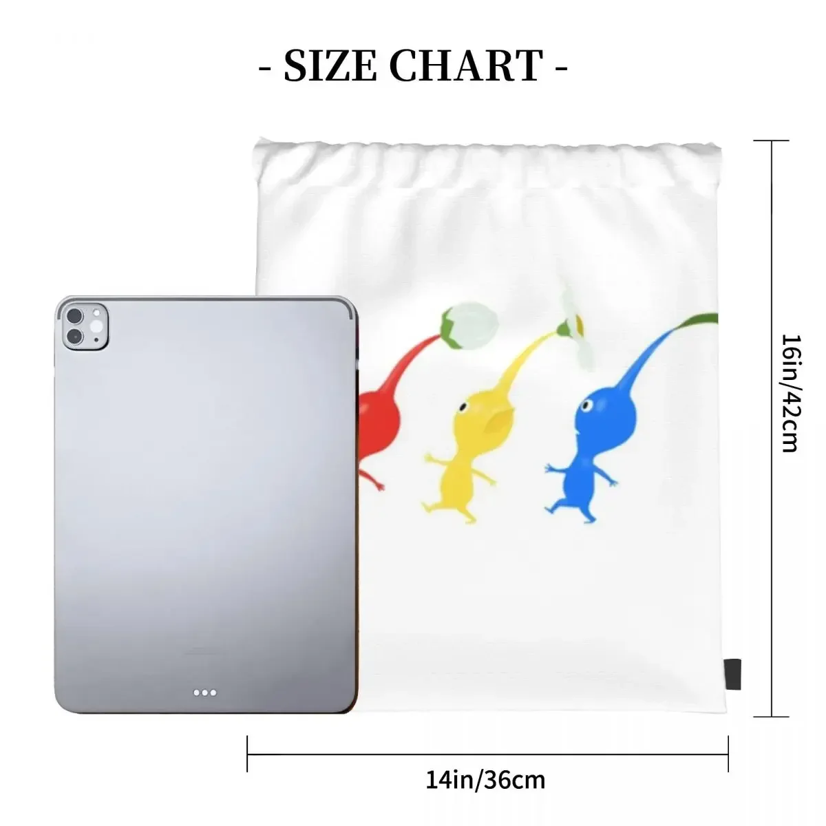 3 Pikmin Running (on Grey) Backpacks Portable Drawstring Bags Drawstring Bundle Pocket Sports Bag BookBag For Man Woman Students